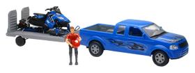 Caminhão de Brinquedo NewRay com Snowmobile Polaris e Reboque