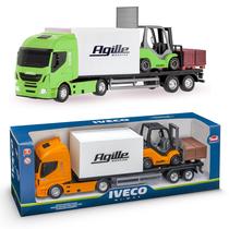 Caminhão de Brinquedo Realista de 47cm com Empilhadeira e Acessórios
