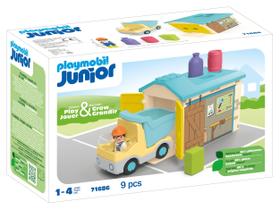 Caminhão de construção Playmobil Junior com garagem para crianças a partir de 1 ano Caminhão de construção Playmobil Junior com garagem para crianças a partir de 1 ano