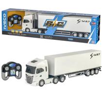 Caminhão De Controle Remoto 54cm Grande Carreta Iveco S-Way Pneus Emborrachados Brinquedo Infantil - Usual