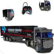 Caminhão de Controle Remoto Carreta Recarregável Báu Com Luz