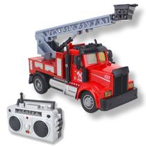 Caminhão de Controle Remoto Fire Truck Bombeiro 1:64 Com Luz