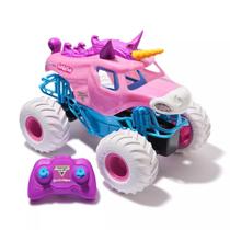 Caminhão de Controle Remoto Monster Jam Sparkle Smash, Escala 1:15, Brinquedo Oficial de Caminhão Monstro RC com Design de Unicórnio Rosa e Roxo Brilhante, Diversão Interna e Externa Caminhão de Controle Remoto Monster Jam Sparkle Smash, Escala 1:15, Brinquedo Oficial de Caminhão Monstro RC com Design de Unicórnio Rosa e Roxo Brilhante, Diversão Interna e Externa