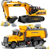 Caminhão de engenharia de construção Toy LerBao com escavadeira e lixão Caminhão de engenharia de construção Toy LerBao com escavadeira e lixão