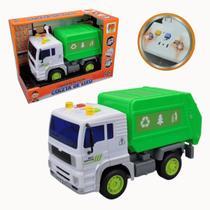 Caminhão de Fricção Coleta de Lixo Verde com Luz e Som DMT