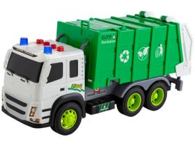 Caminhão de Lixo City Sanitation Fricção - Emite Som e Luz Speed Turbo