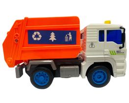 Caminhão De Lixo Coletor Lixeiro De Fricção Com Luz Som - DM TOYS