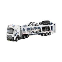 Caminhão De Polícia De Metal Fundido Com Brinquedo De Reboque, Escala 1:50, Com Som, Luz, Portas Que