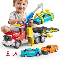 Caminhão de reboque de brinquedo Vroomix Kids com 2 carros de transformação de 3 a 7 anos Caminhão de reboque de brinquedo Vroomix Kids com 2 carros de transformação de 3 a 7 anos