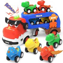 Caminhão Dinossauro Car Toy Seveclotree com 4 Carrinhos - Para Crianças de 2 a 7 Anos