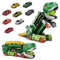 Caminhão Dinossauro Pista de Carrinho Infantil Maleta para 18 Carrinhos - Atentu