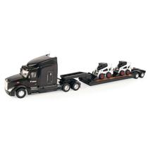 Caminhão ERTL Peterbilt 579 com reboque Lowboy e 2 carregadeiras Bobcat