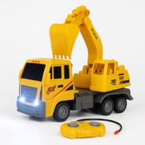 Caminhão Escavadeira Trator Controle Remoto Infantil Com Luz