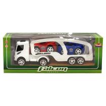 Caminhão Falcon Cegonheira Branco Com Dois Mini Carros