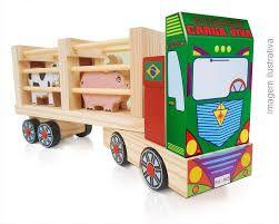 Caminhao fazendinha de madeira - ref.4405