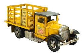 Caminhão Feira Amarelo Feirante Decorativo14.5x14x37cm Estilo Retrô - Vintage