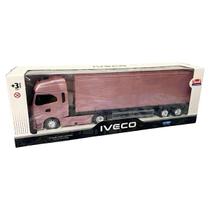 Caminhão Grande 42cm Iveco S-Way Toco Baú Grande Rodas Livres Brinquedo Infantil Detalhes Realistas - Usual