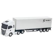 Caminhão Grande 53cm Baú Iveco S-Way Com Rodas Livres - Brinquedo Infantil Grande Com Carreta Fechada - Usual