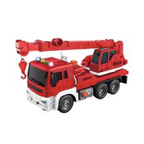Caminhão Guindaste com Fricção - FireTruck Luz e Som - Vermelho - 25cm - 1:16 - Yes Toys