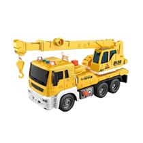 Caminhão Guindaste com Fricção - TruckCar Luz e Som - Amarelo - 25cm - 1:16 - Yes Toys