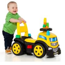 Caminhão Infantil Andador Carrinho Menino Truck Ride On Montar Peças Blocks Cardoso Toys Bebê Amarelo Interativo