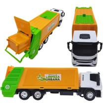 Caminhão Iveco Coletor de Lixo com Container Usual Tector Brinquedo Infantil Realista Certificado INMETRO Presente Criança Menino