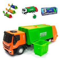 Caminhão Iveco de Brinquedo Menino Lixo Coletor Com Lixeira