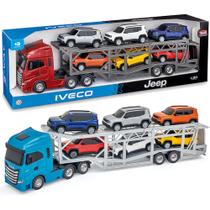 Caminhão Iveco S-Way Cegonha Carreta Articulada + 6 Carrinhos Jeep Renegade Infantil