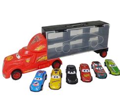 Caminhão Macqueen Cegonha Maleta + 06 Carrinhos Metal Frição