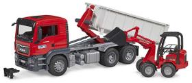 Caminhão Man TGS container Roll off+carregadeira Bruder 1/16