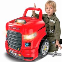 Caminhão Master Motor Truck Com Luzes Som E Motor Desmontável Capô Abre Com Ferramentas Dm Toys