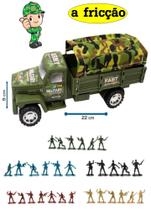 Caminhão militar brinquedo guerra camuflado e soldadinho plastico miniatura - XPIDERS