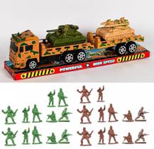 Caminhão militar tanque blindado guerra soldadinho plástico boneco