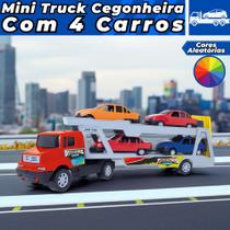 Caminhão Mini Cegonheira Cegonha Com 4 Carrinhos - Original