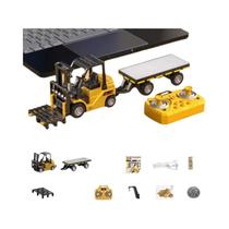 Caminhão Mini RC Para Meninos, Empilhadeira Em Liga Diecast 164 Com Reboque, Controle Remoto,