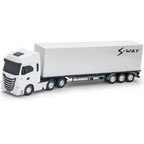 Caminhão Miniatura Iveco Carreta Bau S-WAY Branco Usual 618