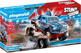 Caminhão monstro Toy Playmobil Stunt Show Shark com carro de demonstração