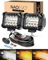 Caminhão offroad LED Pod Lights NAOEVO de 10 cm, âmbar branco, pacote com 2 unidades Caminhão offroad LED Pod Lights NAOEVO de 10 cm, âmbar branco, pacote com 2 unidades