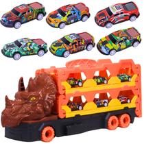 Caminhão Pista Dinossauros 6 Carrinhos Pull Back - Castela Caminhão Pista Dinossauros 6 Carrinhos Pull Back - Castela