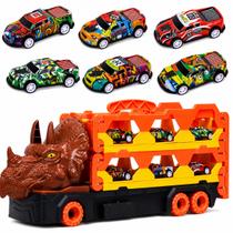 Caminhão Pista Dinossauros 6 Carrinhos Pull Back - Castela Caminhão Pista Dinossauros 6 Carrinhos Pull Back - Castela