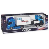 Caminhão Plataforma + Caminhão de Corrida Equipe Iveco Racing - Usual Brinquedos