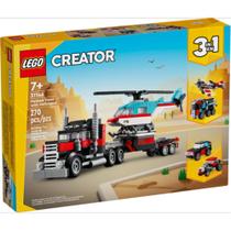 Caminhão Plataforma Com Helicóptero Lego Creator 3 em 1 Caminhão Plataforma Com Helicóptero Lego Creator 3 em 1