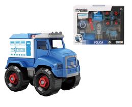 Caminhão polícia City Machine 12cm monta e desmonta BR1699 Multikids