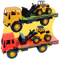 Caminhão Prancha Trator Kit Brinquedo Presente Menino Grande Transtrator Caminhão Prancha Trator Kit Brinquedo Presente Menino Grande Transtrator