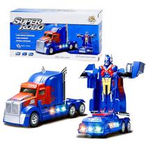 Caminhão Prime Transformers Vira Robo Optimus com Luz e Som