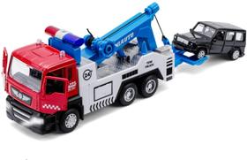 Caminhão Reboque de Brinquedo Miniatura com Luzes e Som - Puxe Carros para Trás - haomsj