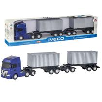 Caminhão Rodotrem 60cm Iveco S-Way Com Container - Brinquedo Infantil Com Carreta Articulada - Usual Caminhão Rodotrem 60cm Iveco S-Way Com Container - Brinquedo Infantil Com Carreta Articulada - Usual