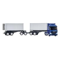 Caminhão Rodotrem Container 69cm Grande Mercedes Benz Brinquedo Infantil Realista Cheio De Detalhes Colecionável Usual