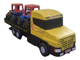 Caminhão Scania Com Tratores Kit 3 Peças Brinquedo Infantil