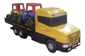 Caminhão Scania Com Tratores Kit 3 Peças Brinquedo Infantil